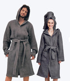 Luxury Hotel & Spa Silk-infused Japanese Cotton Waffle Unisex Hooded Bathrobe