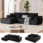 108” Modular Sectional Sofa, Cloud Sectional Couch with Deep Seat, Modern Modular L-Shape Sofa Couch with Chaise,Upholstered Couches for Living Room Bedroom (Black, Left Facing Chaise)