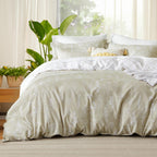 Bedsure Duvet Cover Queen Size - Reversible Floral Duvet Cover Set with Zipper Closure, Green Bedding Set, 3 Pieces, 1 Duvet Cover 90"x90" with 8 Corner Ties and 2 Pillow Shams 20"x26" - Grand Goldman