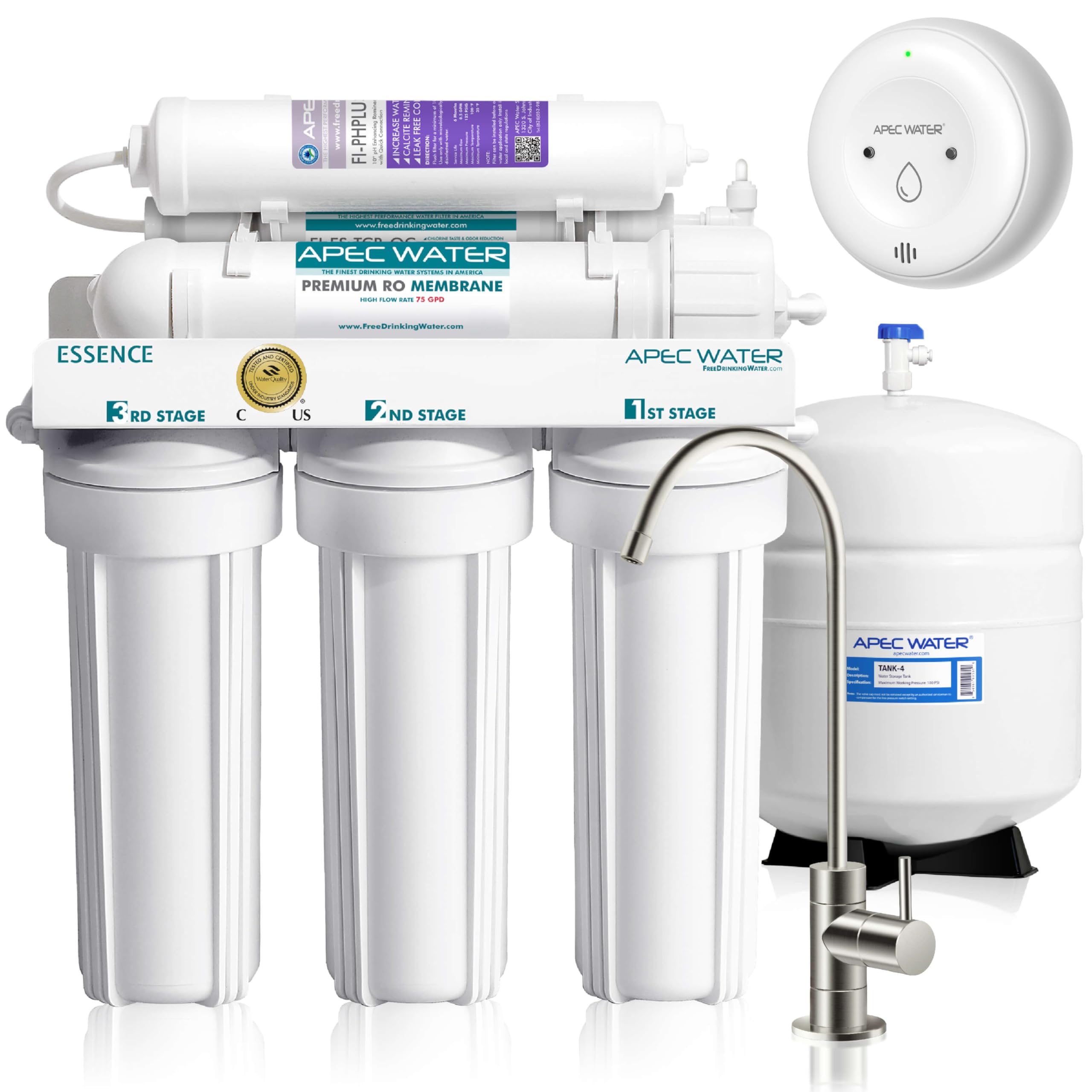 APEC Water Systems ROES-50 Essence Series Top Tier 5-Stage WQA Certified Ultra Safe Reverse Osmosis Drinking Water Filter System with Extra High Capacity Pre-Filter Set Stage 1-3