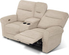 MCombo 78.3" Wall Hugger Power Loveseat Recliner Sofa with Console, Reclining Loveseat with USB Ports, Cup Holders, for Small Spaces Living Room RV, Fabric PR635M2 (Beige)