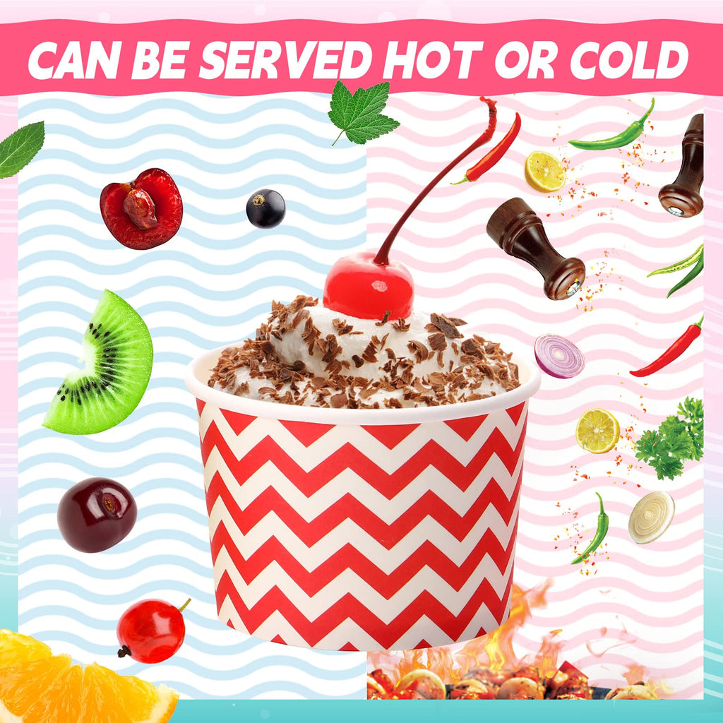 500 Pack Paper Ice Cream Cups 8 oz Ice Cream Sundae Cups Bulk Disposable Dessert Bowls Treat Snack Cups Frozen Yogurt Cup for Hot or Cold Food Soup Fruits Birthday Bar Party Supplies, 10 Colors