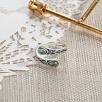 925 Sterling Silver Rings for Women Moss Agate/Turquoise/Just Breathe/Evil Eye Rings Gift for Christmas Mother's Day Valentine's Day