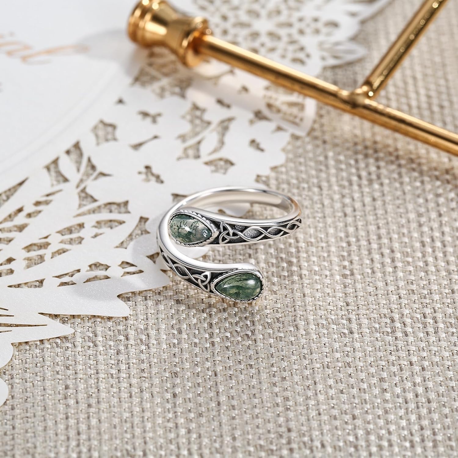 925 Sterling Silver Rings for Women Moss Agate/Turquoise/Just Breathe/Evil Eye Rings Gift for Christmas Mother's Day Valentine's Day