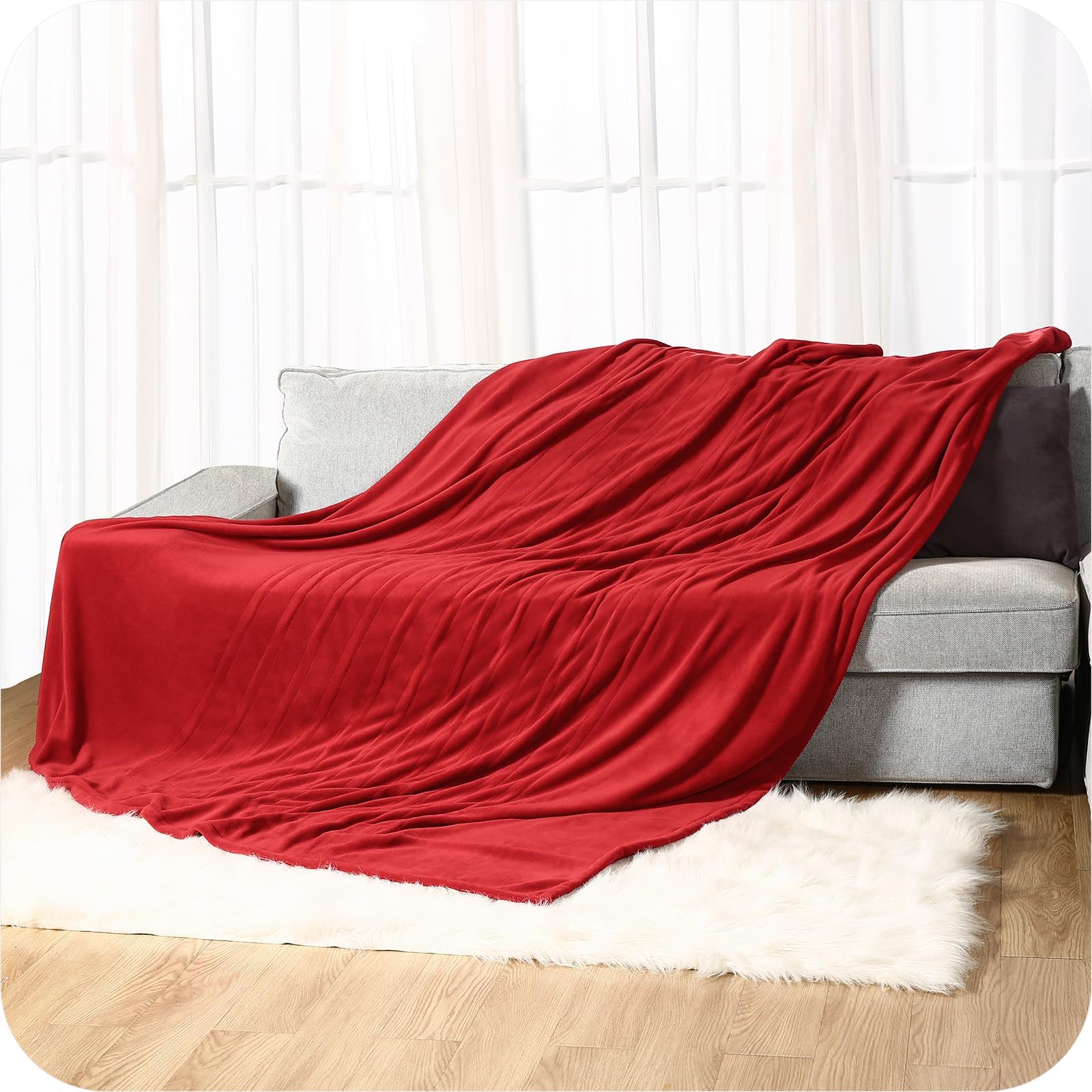 Couverture chauffante électrique DUODUO 72"x84" en polaire corail chaude avec 4 réglages de chaleur et arrêt automatique de 10 heures Protection contre la surchauffe - Gris 