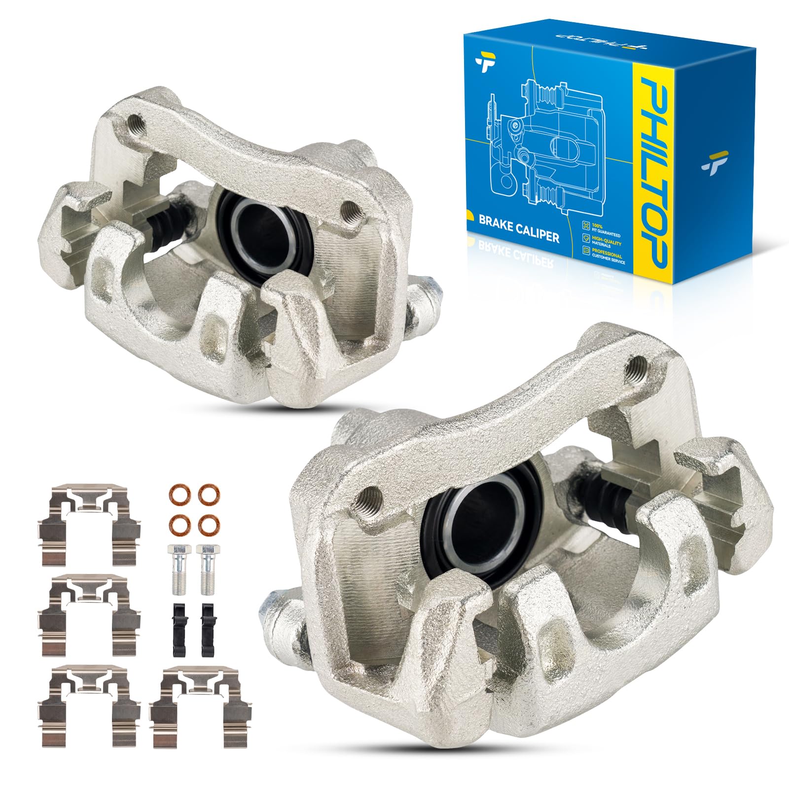 PHILTOP 18B5046 18B5047 Rear Disc Brake Caliper Assembly Fit for 2007-2017 Jeep Wrangler, 2008-2012 Jeep Liberty, 2007-2011 Dodge Nitro, 2018 Jeep Wrangler JK