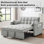 3 in 1 Convertible Sleeper Sofa Bed, Futon Couches for Living Room with Side Pocket | Adjustable Backrest | Velvet Fabric | Pull Out Couch | Small Loveseat | Sectional Sofa Bed(Grey)