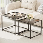 Garden 4 you Coffee Table Set of 2, Modern Engineered Wood Nesting Table, Metal Frame Square Center Table Set, Side Tables, Nesting Coffee Table for Living Room, Bedroom and Small Spaces, 23.6in Gold