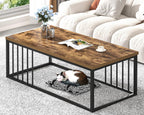 FOLUBAN Black Coffee Table, Modern Square Center Table for Living Room, Industrial Rustic Wood and Metal Cocktail Tea Table, 31.5 Inch