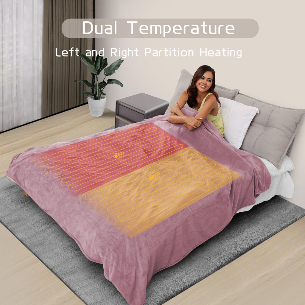 Coperta Elettrica Riscaldata 72"x84" Taglia Completa, Morbido Pile di Corallo con 4 Livelli di Riscaldamento e Spegnimento Automatico dopo 10 Ore, Lavabile in Lavatrice, Tessuto Morbido e Accogliente per la Casa, Grigio Scuro