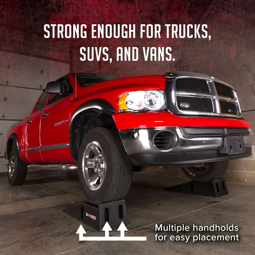 Black Widow Plastic Car Service Ramps - Lifts Vehicles 6.25" H for Maintenance or Oil Changes - Each Ramp is 12" W and 10,000 lbs. Capacity Per Pair-Pack of Two