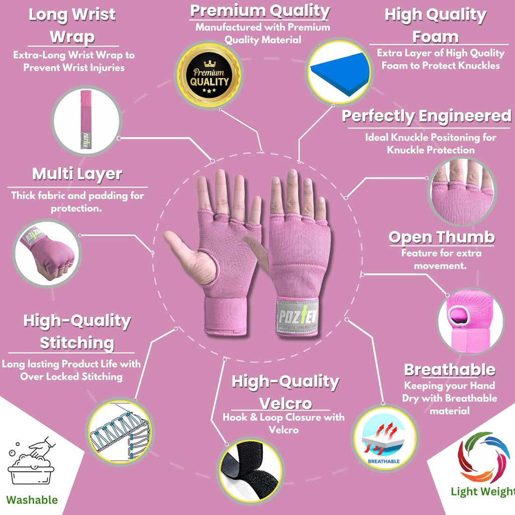 Boxing Hand Wraps for Men & Women - Boxing Quick Wraps Inner Gloves Kickboxing Handwraps for Boxing Gloves Gear Knuckle Support Elastic Wrist Straps for Training MMA Shadowboxing Muay Thai