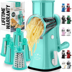 Zulay Rotary Cheese Grater 3 Blade Cheese Shredder - Manual Hand Crank Cheese Grater With Reinforced Suction & 3 Interchangeable Drums - Easy to Use Vegetable Chopper - Black