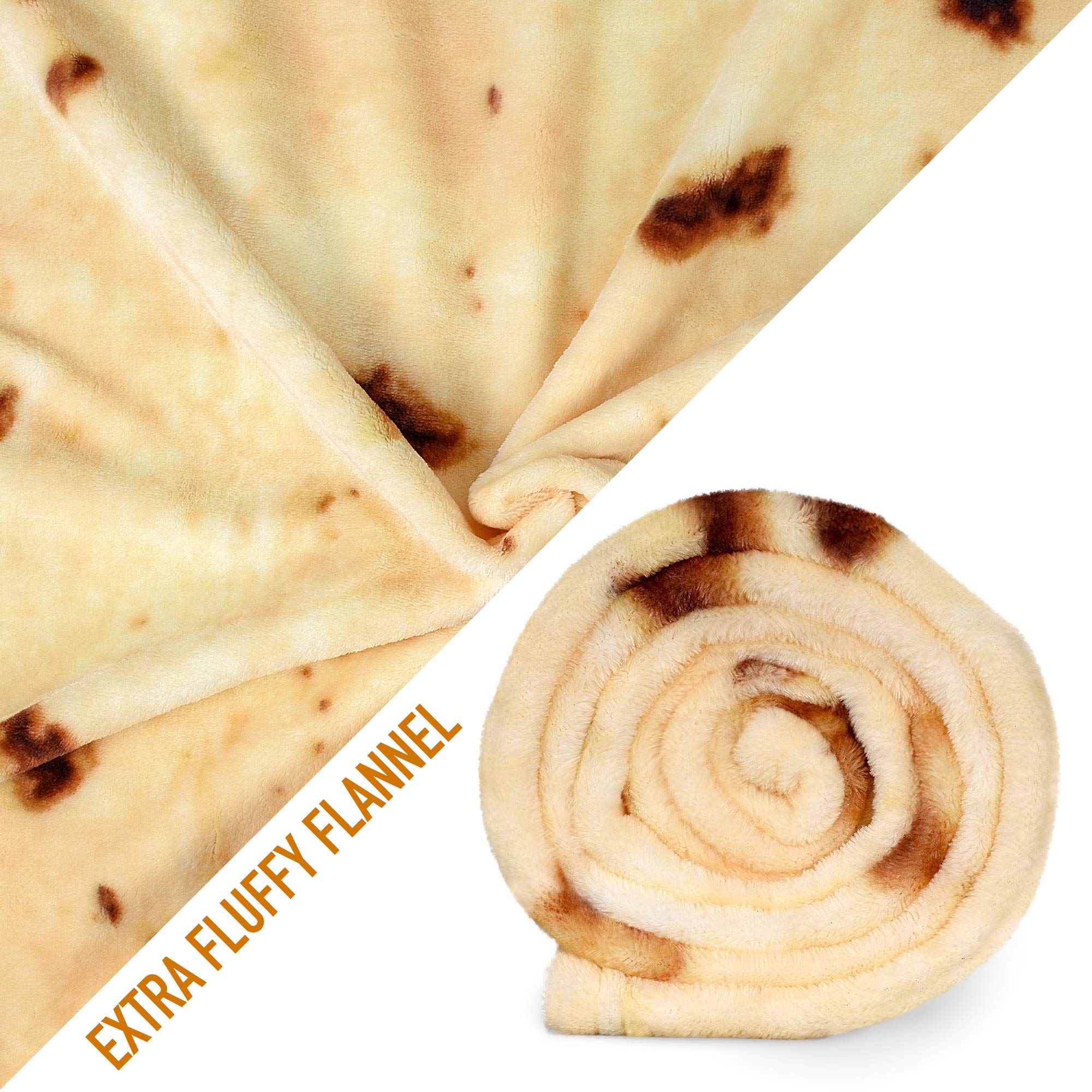 Zulay Ekstra Store Burritos Tortilla Tæppe – Vikl dig ind som en kæmpe taco! Dobbeltsidet 71 tommer, Sjovt & Ultra Blødt Nyt Tæppe, Super Blød 285 GSM Flannel