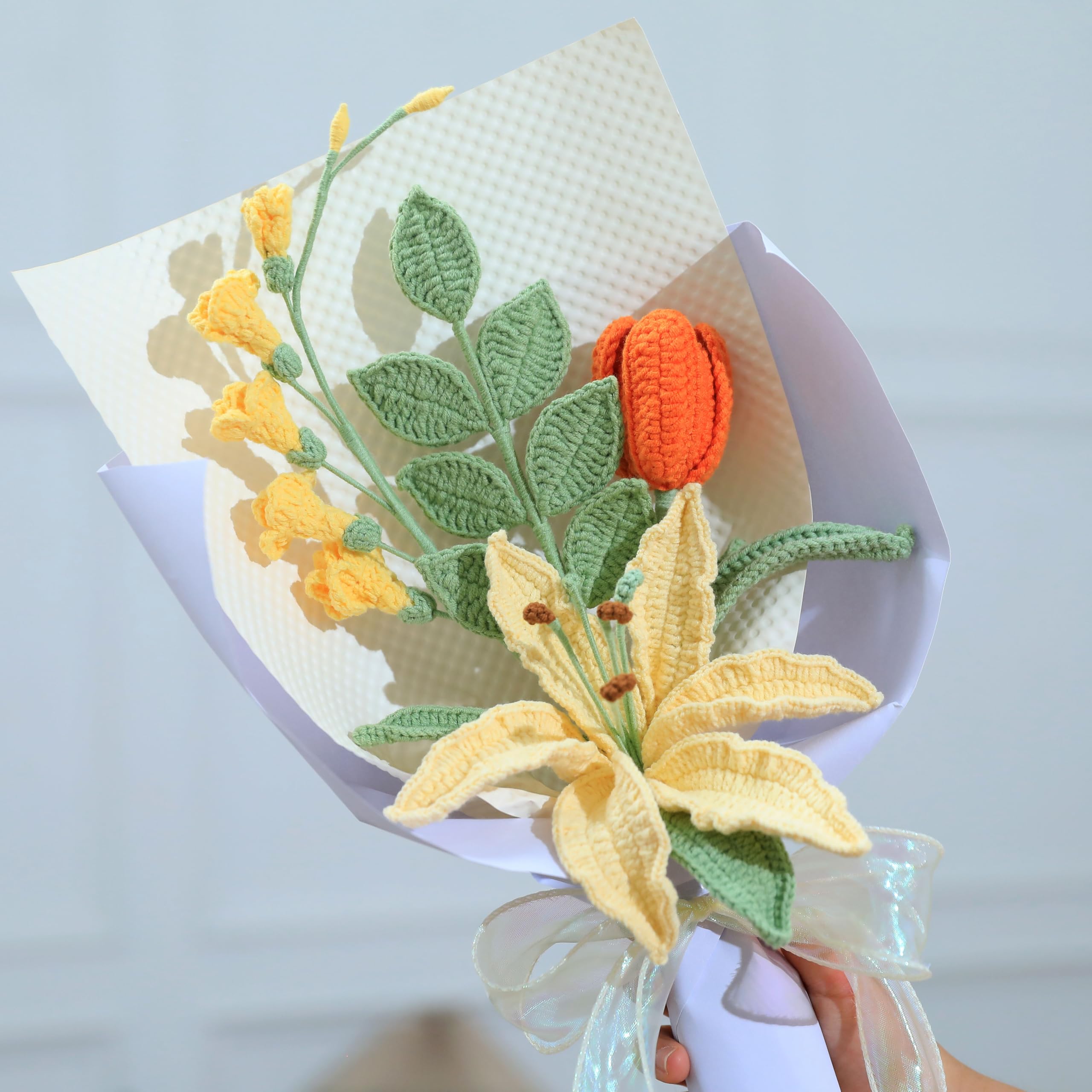 Crochet Flower Pot Forget-me-not Pink Thank You Crochet Gifts for Women Coworker Graduation & Mother's Day Gift Pink Crochet Potted Flower for Women Teacher| Handmade Knitted Potted Plant