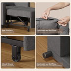 Noelse Convertible Futon Sofa Bed, 3-in-1 Multi-Functional Sleeper Chair Bed, Adjustable Backrest Recliner with Modern Linen Fabric for Living Room Bedroom Apartment Small Space, Dark Grey