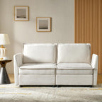 HULALA HOME 127'' Modular Sectional Sofa, Oversized U Shaped Couch with Storage Ottoman, Extra Deep Seat, Modern Comfy Chenille Sofa with Chaise, 6 Seat Convertible Couches for Living Room, Beige