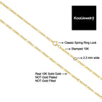 Colar de Corrente Figaro em Ouro Amarelo Maciço 10k da Kooljewelry (2,3 mm, 18 polegadas)