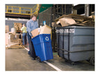 Rubbermaid Commercial Products BRUTE Rollout Heavy-Duty Wheeled Recycling Can/Bin, 50-Gallon, Blue Recycling, for Restaurants/Hospitals/Offices/Warehouses/Garage