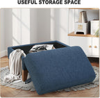 4-Piece Living Room Sofa Set with Coffee Table, Vintage Rivet Couch Sets with Solid Wood Legs, Chenille Sofas Furniture of Ottoman with Storage Space, Armchair, Loveseat and 3-Seat Sofa