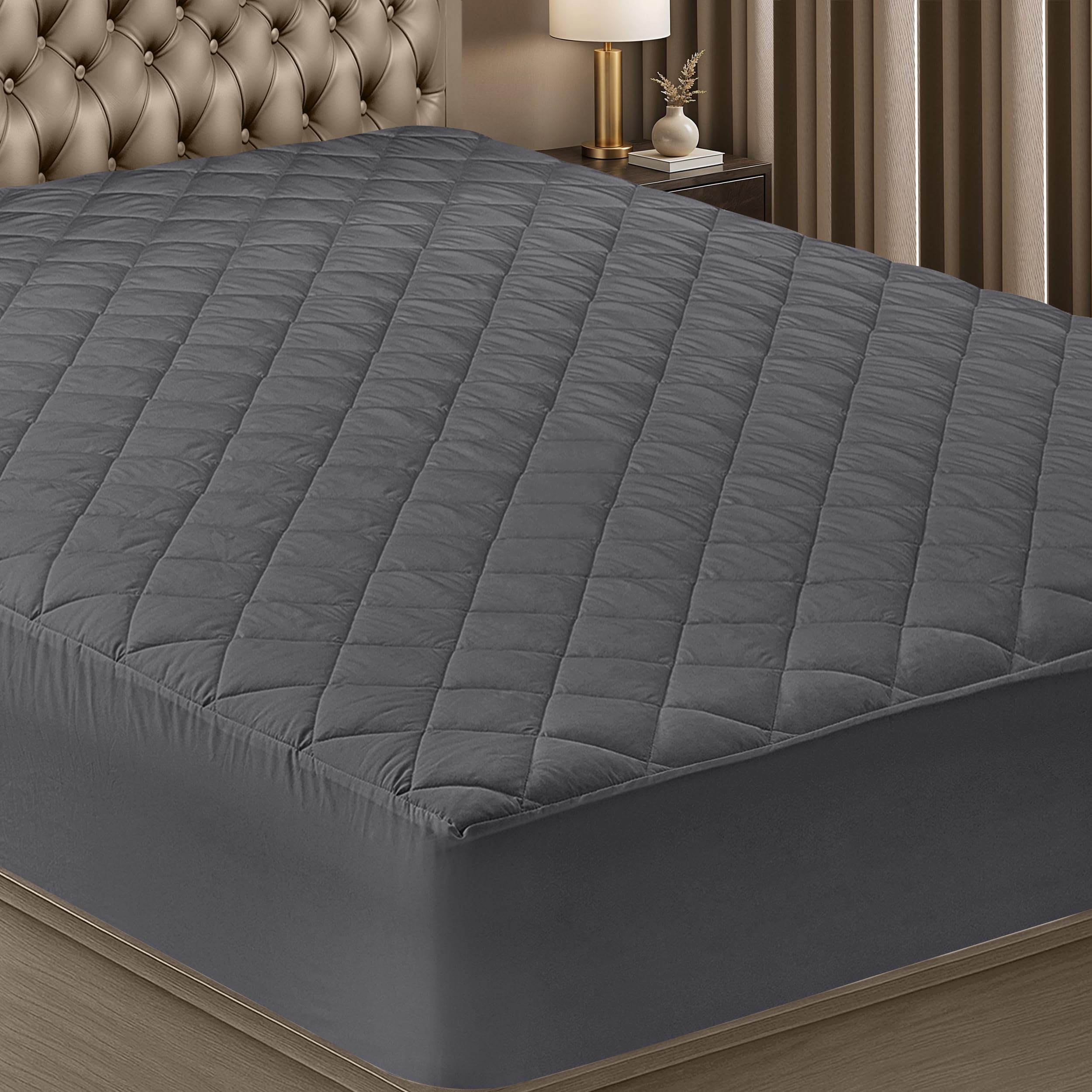 Utopia Bedding Quilted Fitted Mattress Pad, Queen Size, Elastic Fitted Mattress Topper Protector and Cover with Deep Pocket Stretches up to 16 Inches, Machine Washable (White)