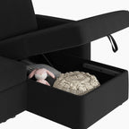 Yaheetech Sectional Sofa L-Shaped Sofa Couch Bed w/Chaise & USB, Reversible Couch Sleeper w/Pull Out Bed & Storage Space Living Room Black