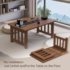 31.5" Folding Coffee Table for Small Spaces, Foldable Japanese Table, Low Table for Tatami - No Assembly, Natural Bamboo Wood Material, for Farmhouse, Living Room, Bedroom (Walnut)