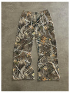 RoseSeek Men's Vintage Camo Pants Wide Leg Drawstring Waist Casual Baggy Sweatpants Trousers Streetwear Green Small