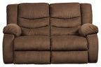 Signature Design by Ashley Tulen Modern Manual Pull Tab Reclining Loveseat, Dark Gray