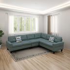 Ball & Cast Calico 4-Piece Couch Living Room Couch Set with Sofa and Loveseat,Modular L Shaped Sectional Couches w/Free Combination and Wood Frame,Furniture for Apartment,Studio,Office,Pale Green