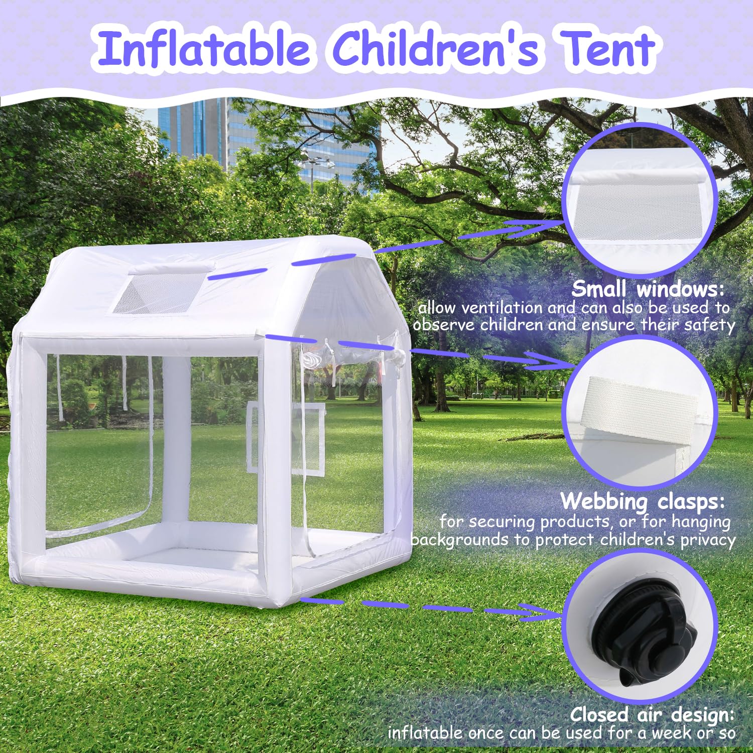 Iuoni 10FT Klarer PVC aufblasbarer Bubble House Kuppelzelt mit Tunnel - Bubble House Kuppel aufblasbar, ideal für lustige Veranstaltungen und Partys, langlebiges aufblasbares Bubble House, einfache Einrichtung
