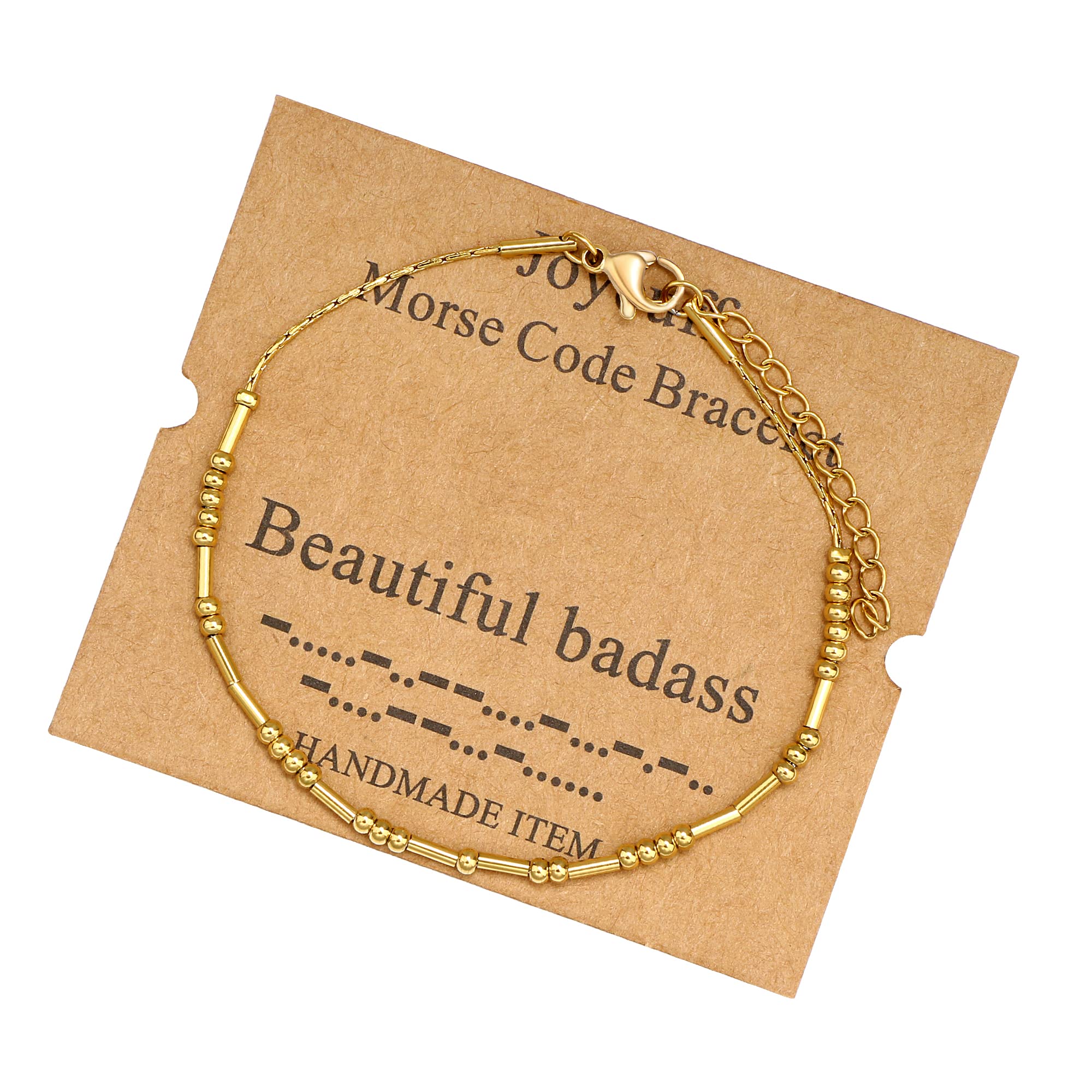 JoycuFF Beau Bracelet Morse Code Bad*ss Cadeaux Uniques Pour Femmes Tante Soeur Meilleure Amie Bracelet Anniversaire Noël