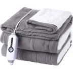 Couverture chauffante électrique DUODUO 72"x84" en polaire corail chaude avec 4 réglages de chaleur et arrêt automatique de 10 heures Protection contre la surchauffe - Gris 