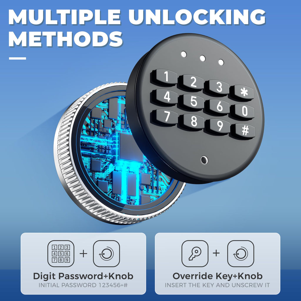 Greenvelly 10-14 Waffenschrank für Gewehre und Pistolen, feuerfester Waffenschrank mit Schnellverschluss, verstellbaren Regalen und Taschen, abschließbarer Waffenschrank mit Gewehrhalterung für Zuhause und Schrotflinte (Schwarz)