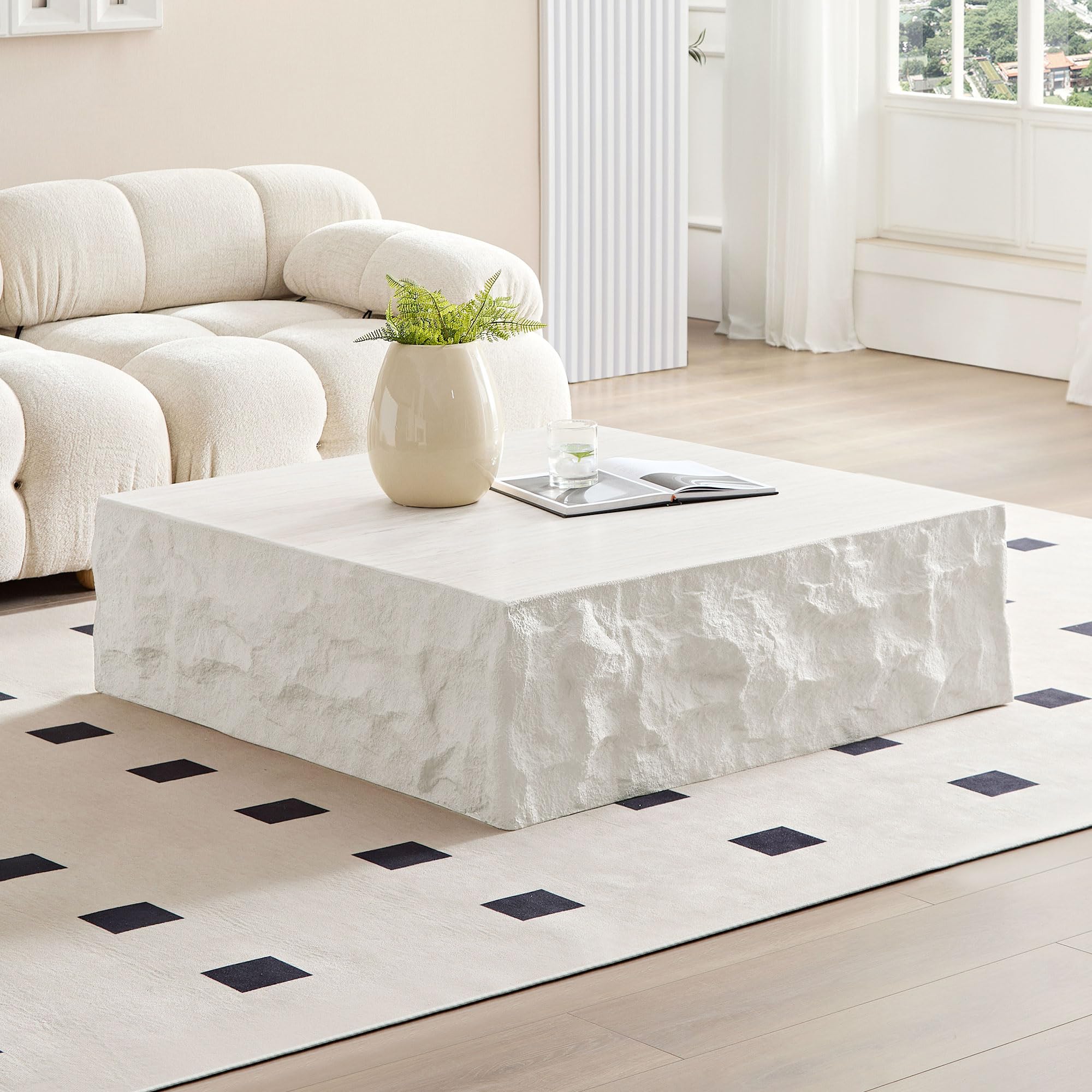 JUSTONE Set of 2 Round Coffee Tables for Living Room, Faux Mars Pattern Modern Minimalist Side Tables Accent End Table End Table for Apartment,Office,Marble