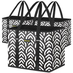 BALEINE 3Pk Reusable Grocery Bags, Foldable Shopping Bags for Groceries with Reinforced Bottom & Handles (Antique Foliage)