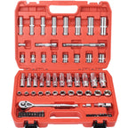 Egofine 46 Pieces 1/4 inch Drive Socket Ratchet Wrench Set, with Bit Socket Set Metric and Extension Bar for Auto Repairing and Household, with Storage Case