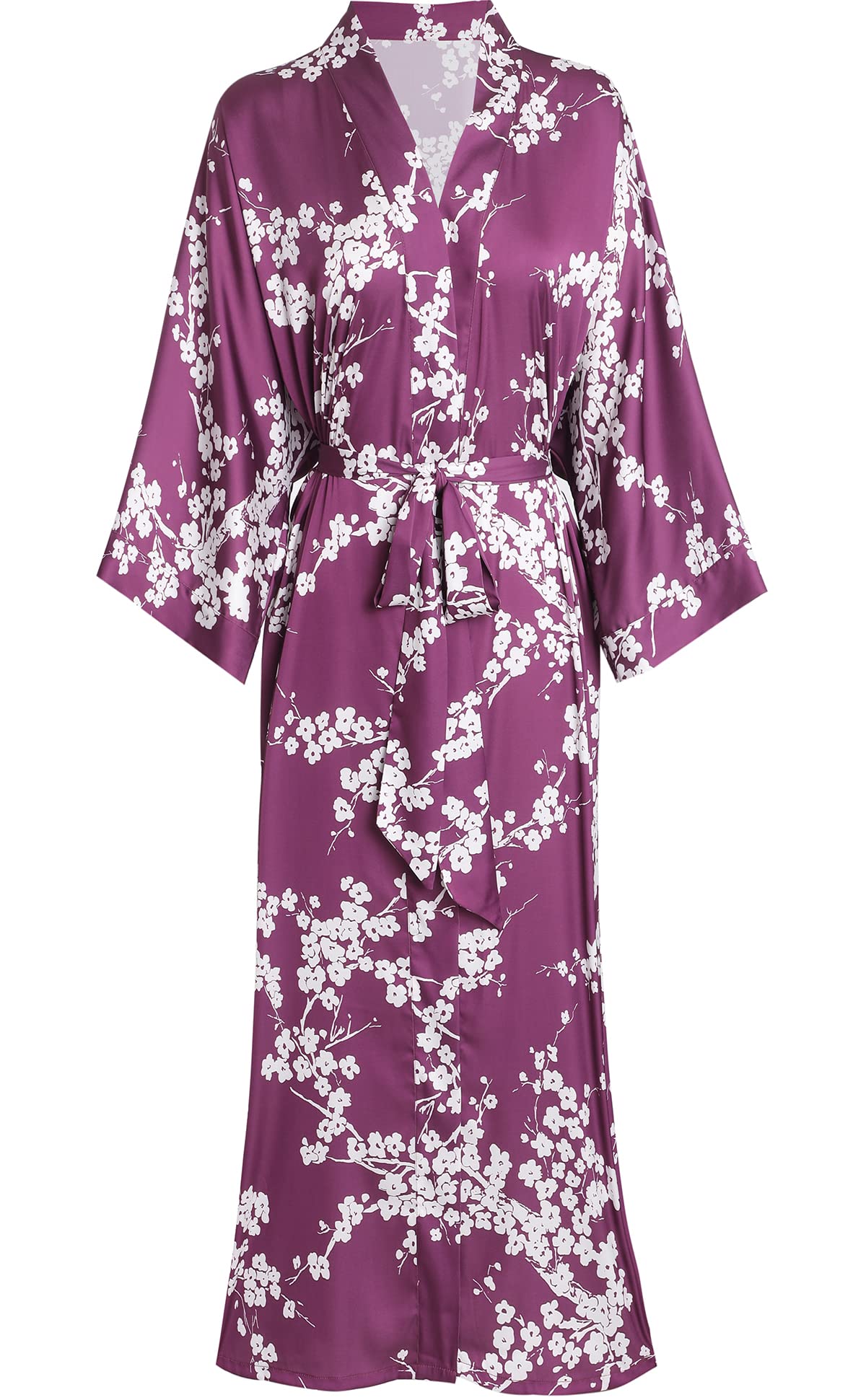 Aensso Long Soft Lightweight Silky Kimonos Robes for Women, Luxury Japanese Floral Womens Kimono Robe