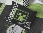 Jay Franco Minecraft Creeper Twin Comforter Set - 5 Piece Bedding Includes Sheet Set & Pillow Covers - Super Soft Gren & Gray Bedding