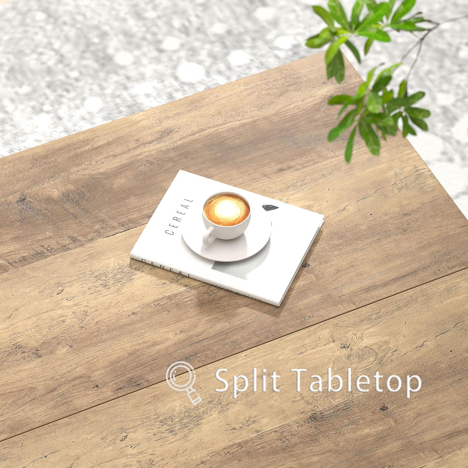 FOLUBAN Coffee Table, Modern Square Center Table for Living Room, Industrial Rustic Wood and Metal Cocktail Tea Table, 31.5 Inch, Oak