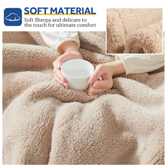 SEALY Electric Blanket Heated Throw 50"x60" Soft Double Sherpa Super Cozy with 6 Fast Heating Levels & 2-10 Hours Auto-Off, Over-Heat Protection, Machine Washable, Charcoal