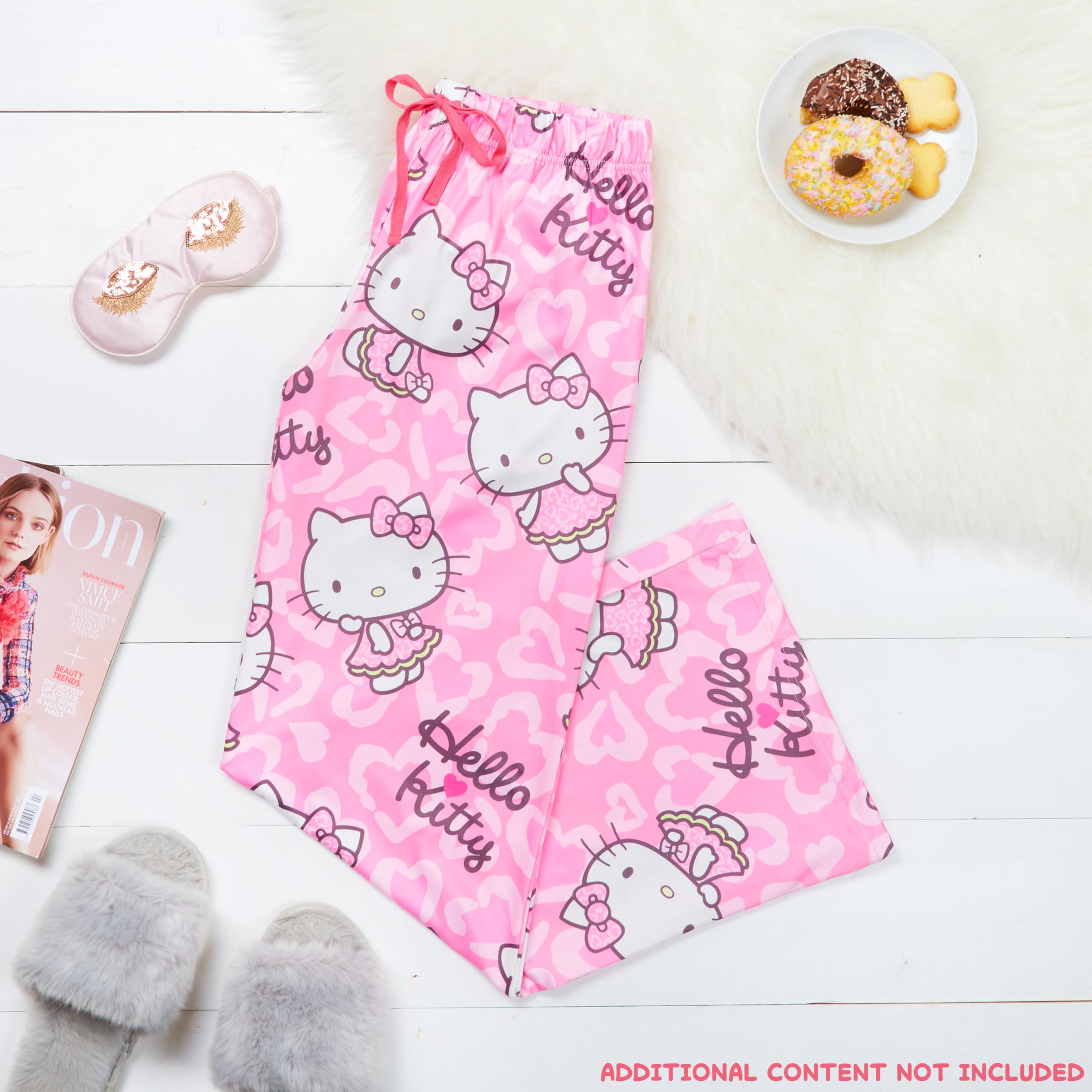 Hello Kitty Pajama Pants for Women Teens Lounge Pants Kawaii Comfy Loungewear (Pink, M)