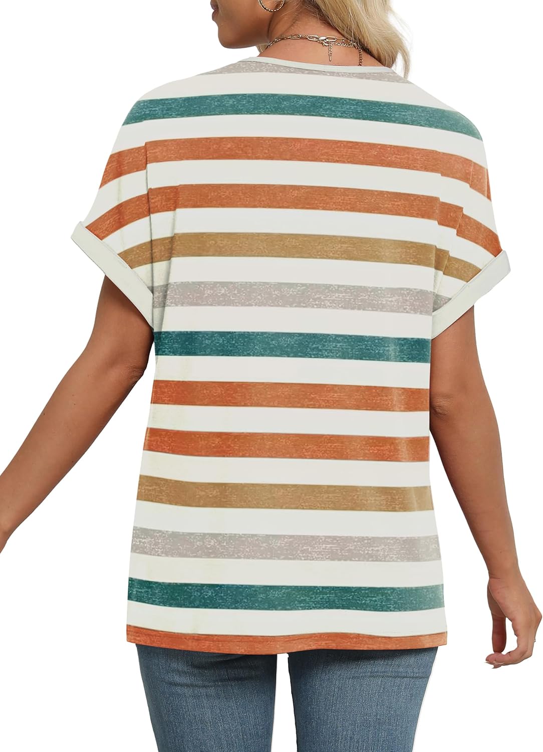 WIHOLL Womens Summer Tops Short Dolman Sleeve Shirts 2025 Fashion V Neck Outfits Clothes