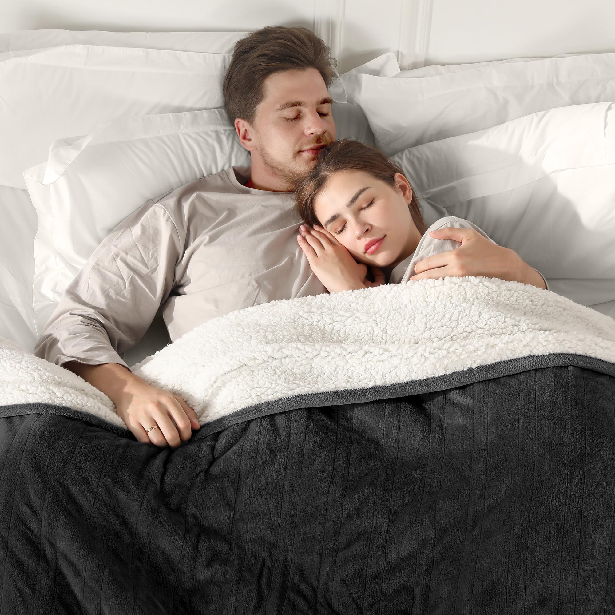 Coperta Elettrica Riscaldata Plaid con 5 Livelli di Riscaldamento e Spegnimento Automatico dopo 4 Ore, Plaid Riscaldato 50"x60" con Certificazione ETL e FCC per Casa e Ufficio, Lavabile in Lavatrice, Grigio Scuro