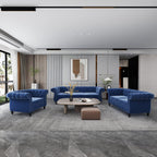 AVZEAR 3-Piece Living Room Sectional Sofa Set, Green Velvet Couch Upholstered Sofa Modern Sofa Couches Set Style Button Tufted, Velvet Chesterfield Sofa for Living Room Apartment, 1+2+3 Seat Green