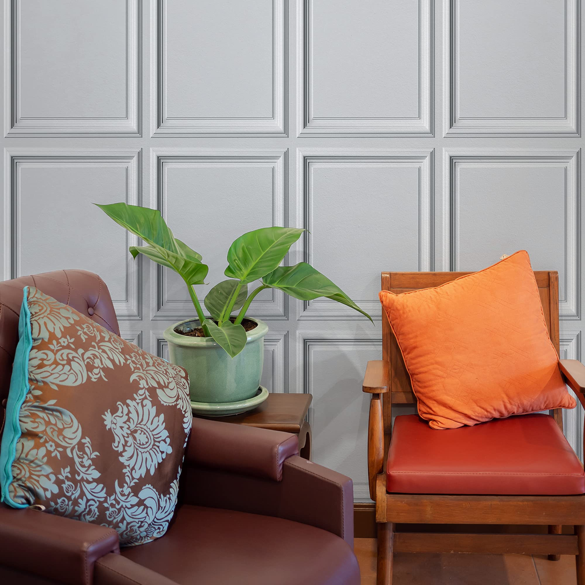 AMAZING WALL Ev Soyulabilir ve Yapıştırılabilir 3D Görünümlü Wainscot Tahta Panel Duvar Kağıdı Kendinden Yapışkanlı Yatak Odası