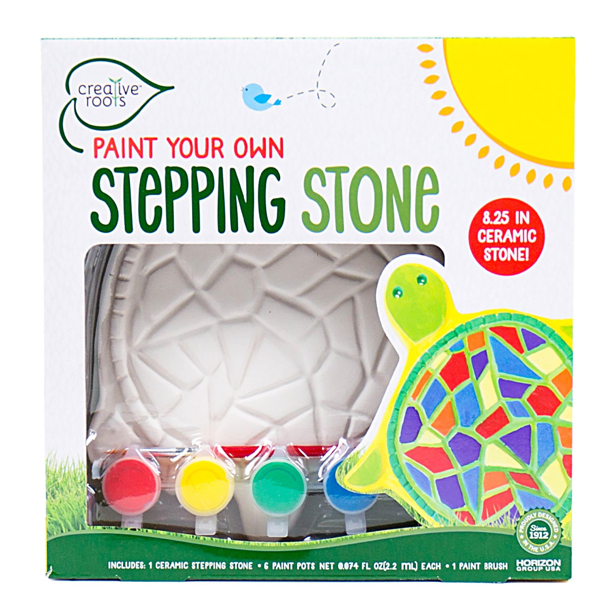 Creative Roots Paint Your Own #1 Dad Stepping Stone, Paintable Ceramic 7 in. Stone, Includes 6 Acrylic Paints & Paintbrush, Great Arts and Crafts for Kids Ages 8-12, Father's Day Gift