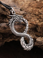 HAQUIL Dragon Necklace, Ouroboros Serpent Dragon Pendant, Dragon Jewelry Gift for Men and Women