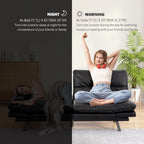 Convertible Faux Leather Futon Sofa Couch,Memory Foam Futon Couch Bed,Loveseat Sleeper Sofa Bed,Small Splitback Modern Folding Sofa Bed for Living Room,Office,Apartment,Matte Black