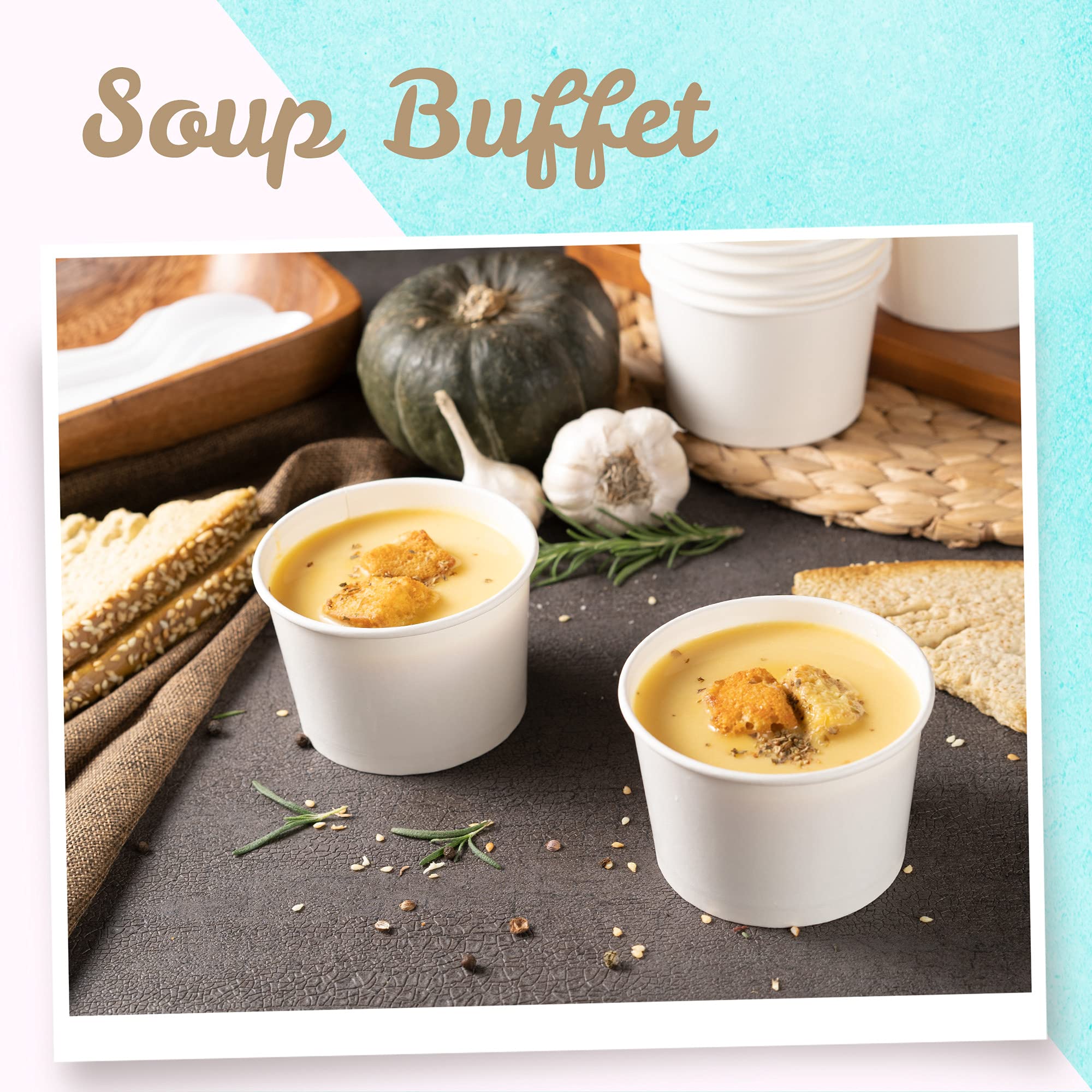 MATICAN Paper Ice Cream Cups - 100-Count 9-Oz Disposable Dessert Bowls for Hot or Cold Food, 9-Ounce Party Supplies Treat Cups for Sundae, Frozen Yogurt, Soup, White